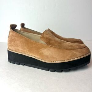 Eileen Fisher Ellis Platform Suede Loafer Tan Sz 9